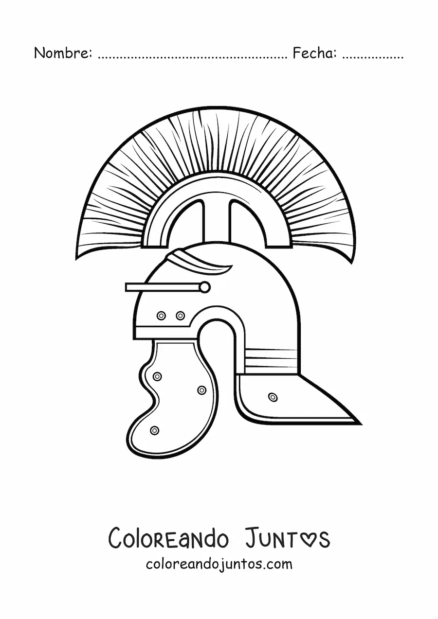 Imagen para colorear de casco de soldado romano