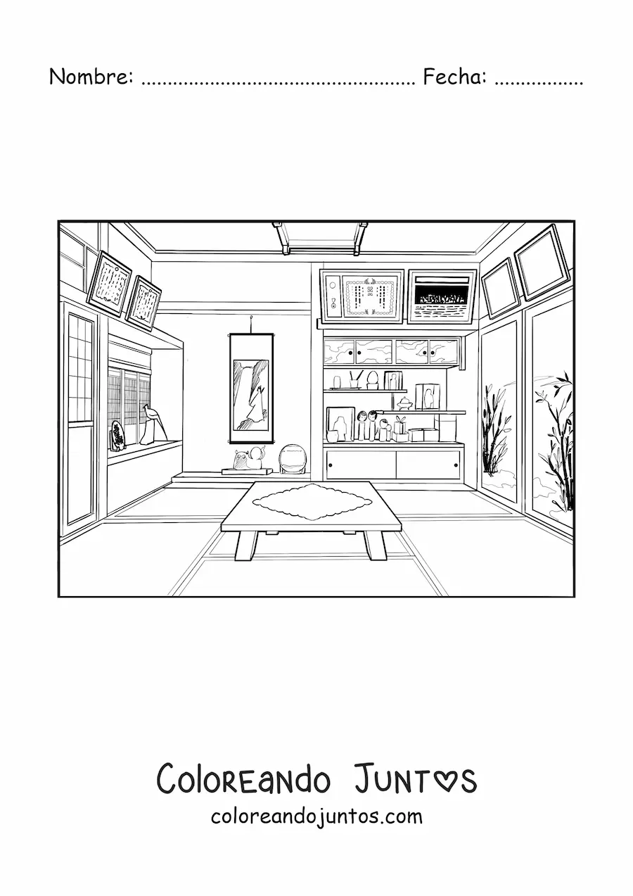 Imagen para colorear de casa japonesa