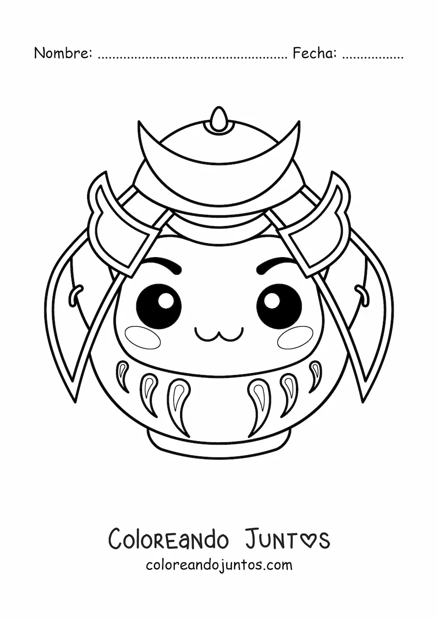Imagen para colorear de samurái kawaii