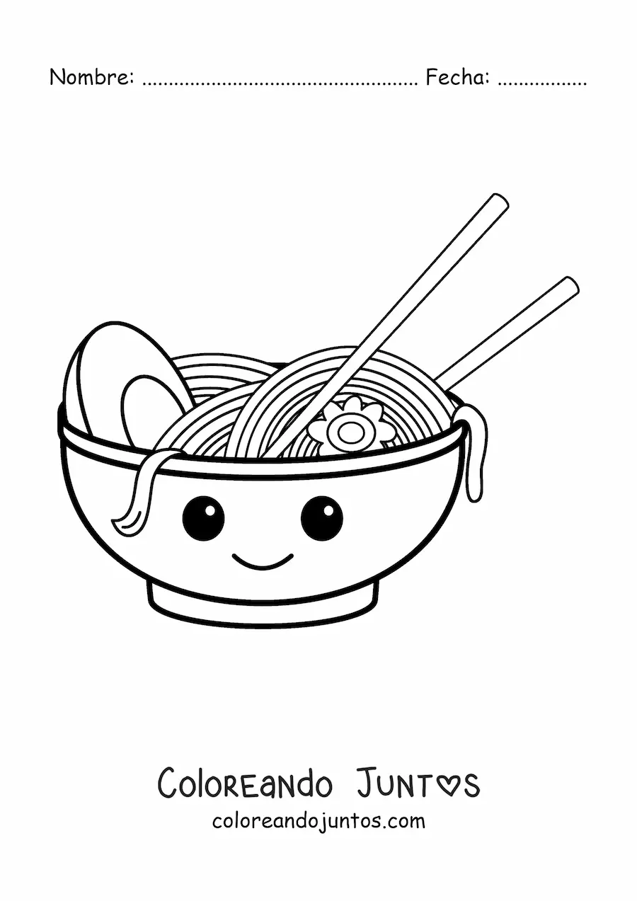 Imagen para colorear de ramen animado kawaii