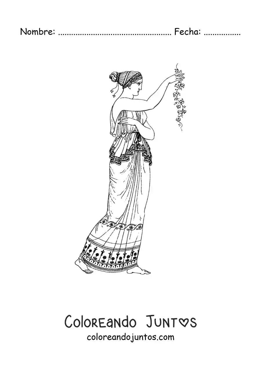 Imagen para colorear de mujer griega