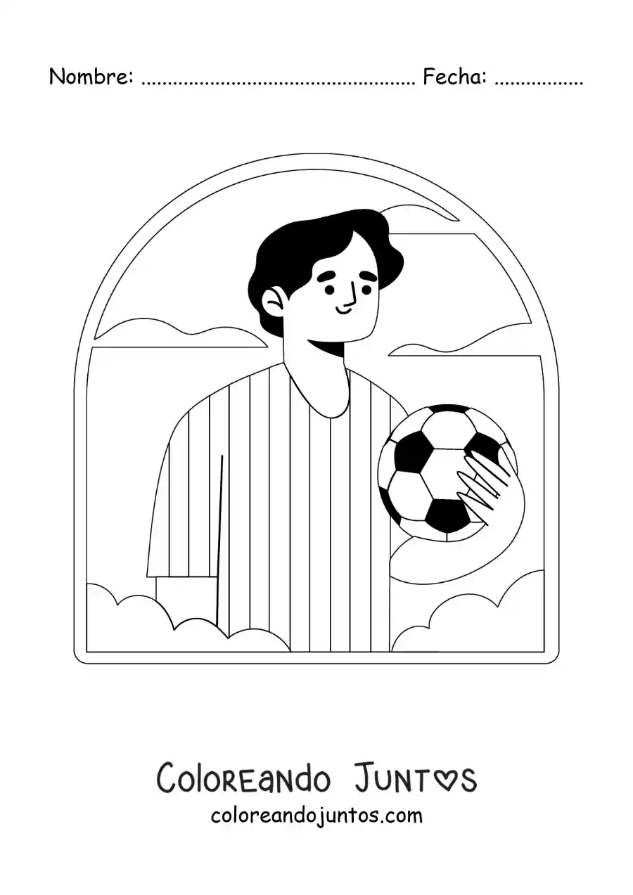 Imagen para colorear de jugador de fútbol argentino animado