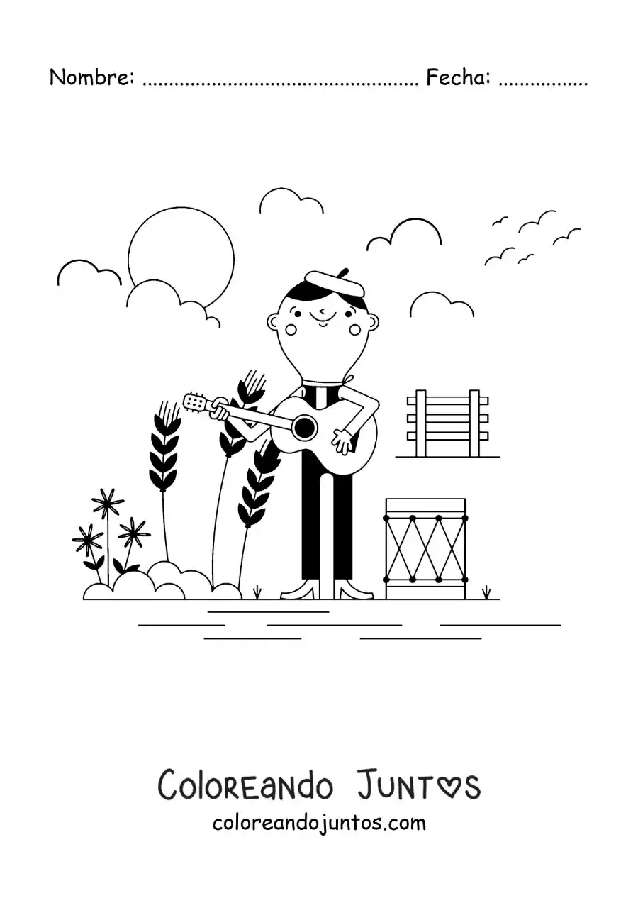 Imagen para colorear de música tradicional argentina
