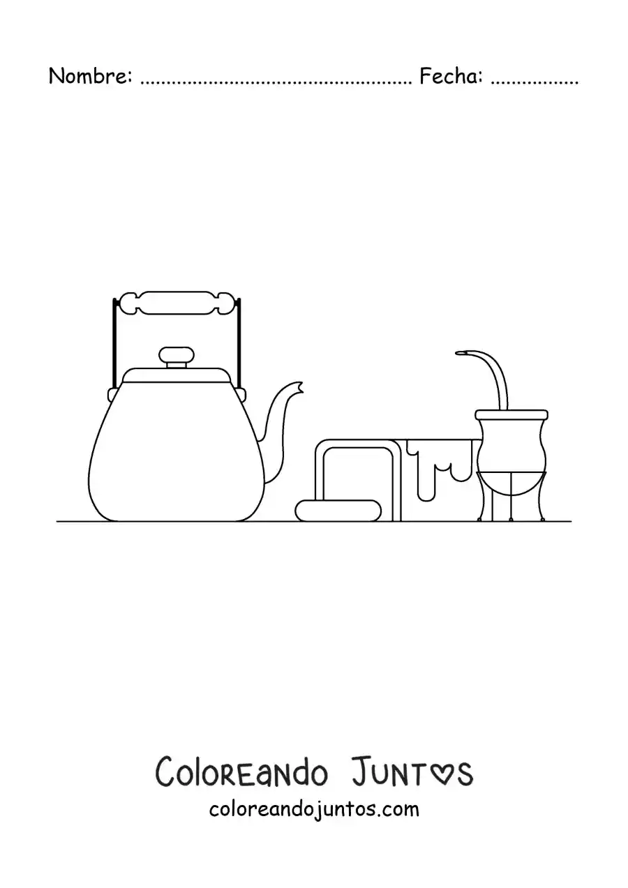 Imagen para colorear de mate tradicional argentino