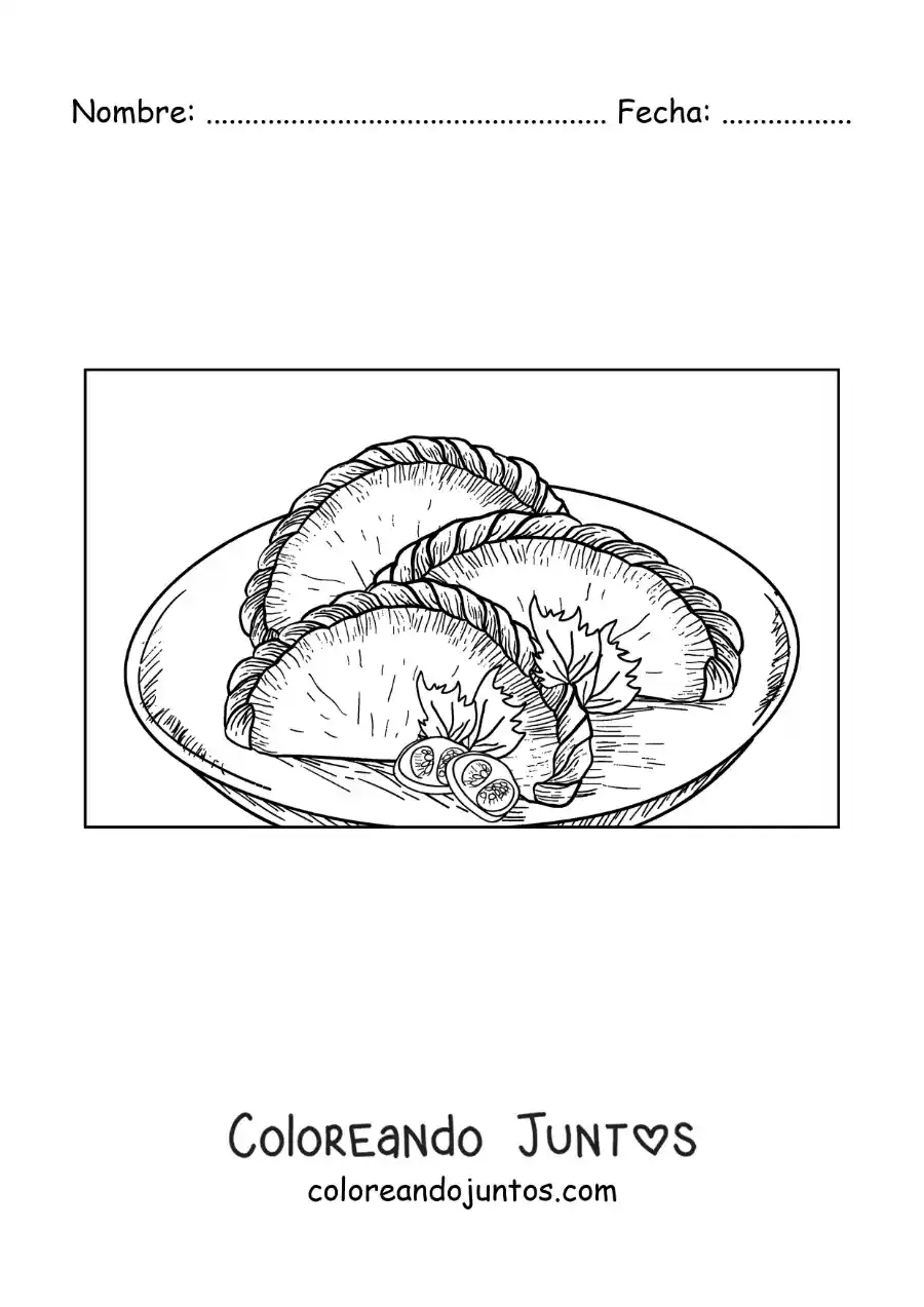 Imagen para colorear de empanadas tradicionales de la cultura argentina