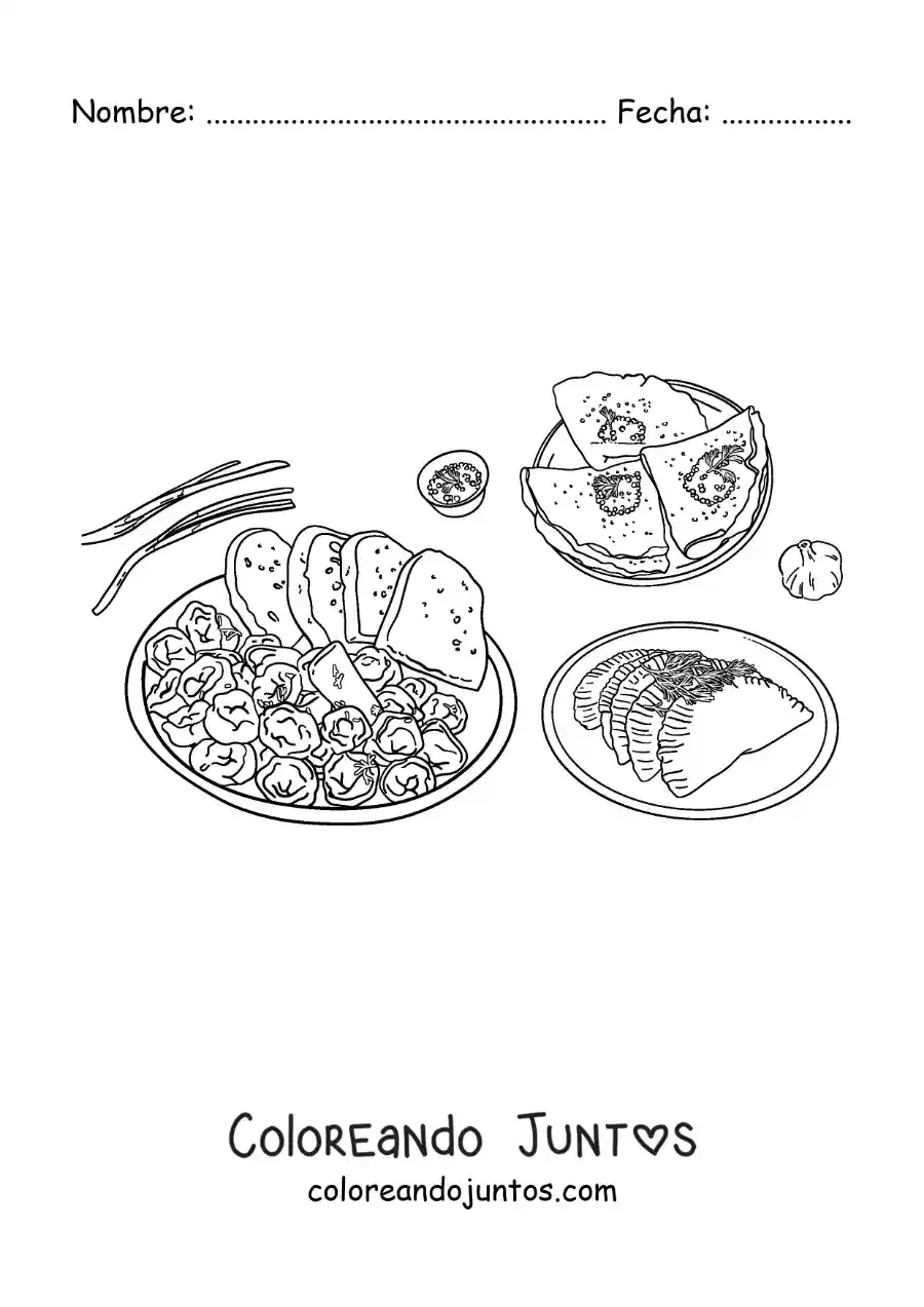 Imagen para colorear de platos tradicionales de rusia