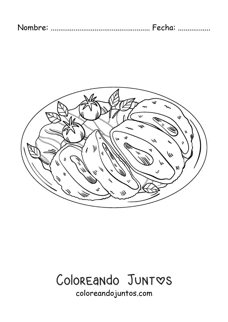 Imagen para colorear de platillo tradicional ruso