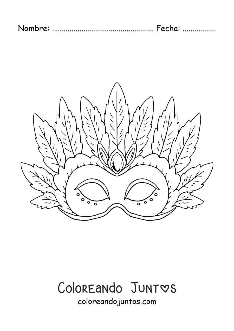 Imagen para colorear de máscara del carnaval de brasil