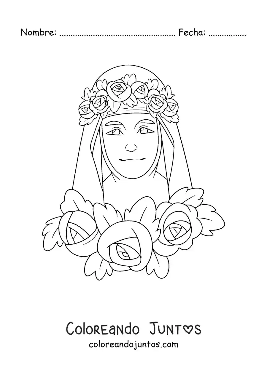 Imagen para colorear de santa rosa de lima