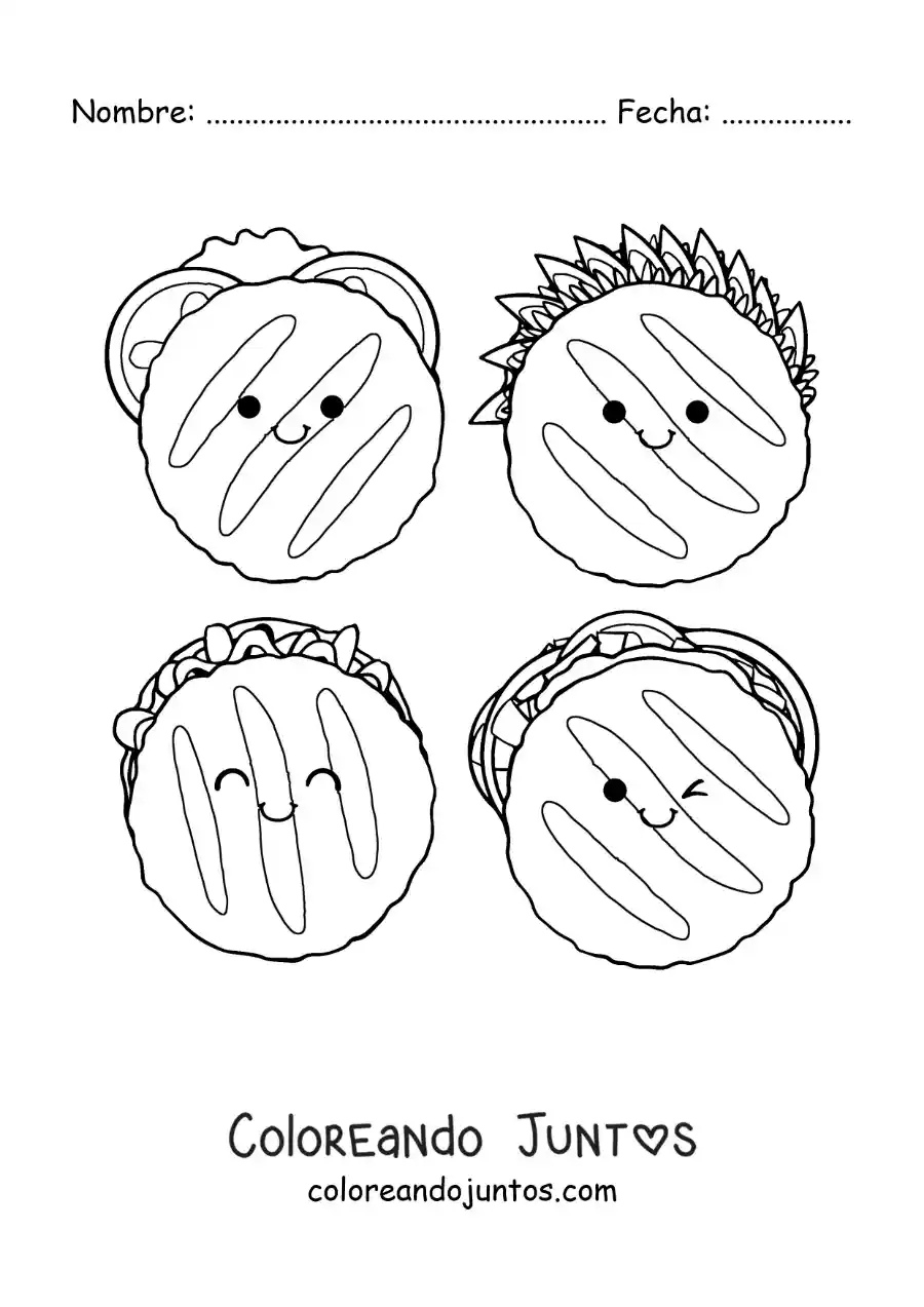 Imagen para colorear de arepas venezolanas animadas