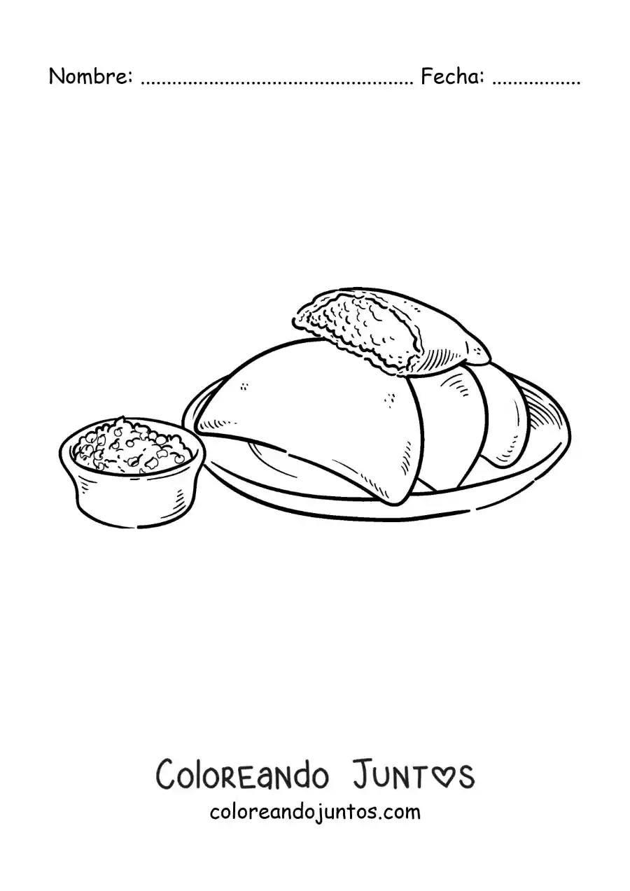 Imagen para colorear de plato tradicional de venezuela