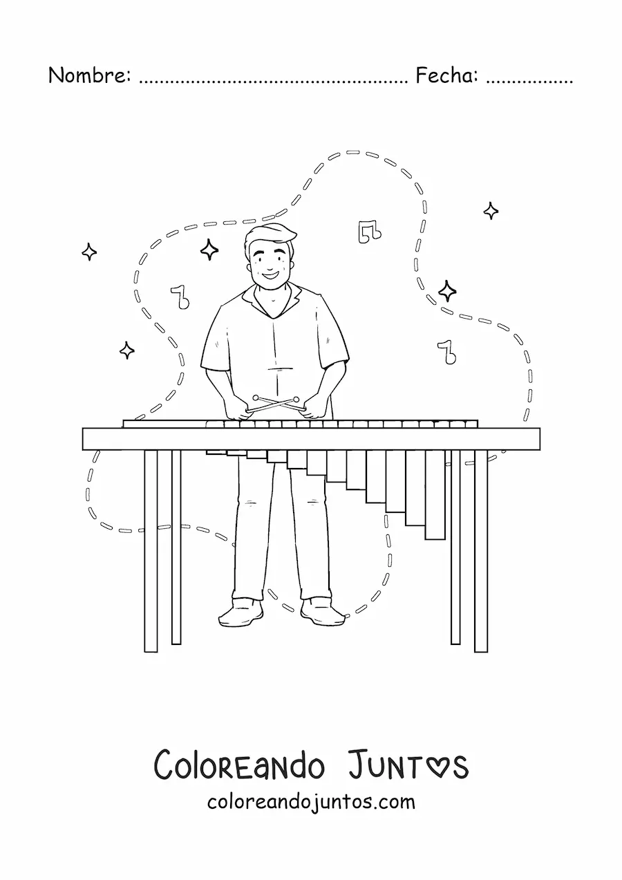 Imagen para colorear de hombre de la india tocando música tradicional