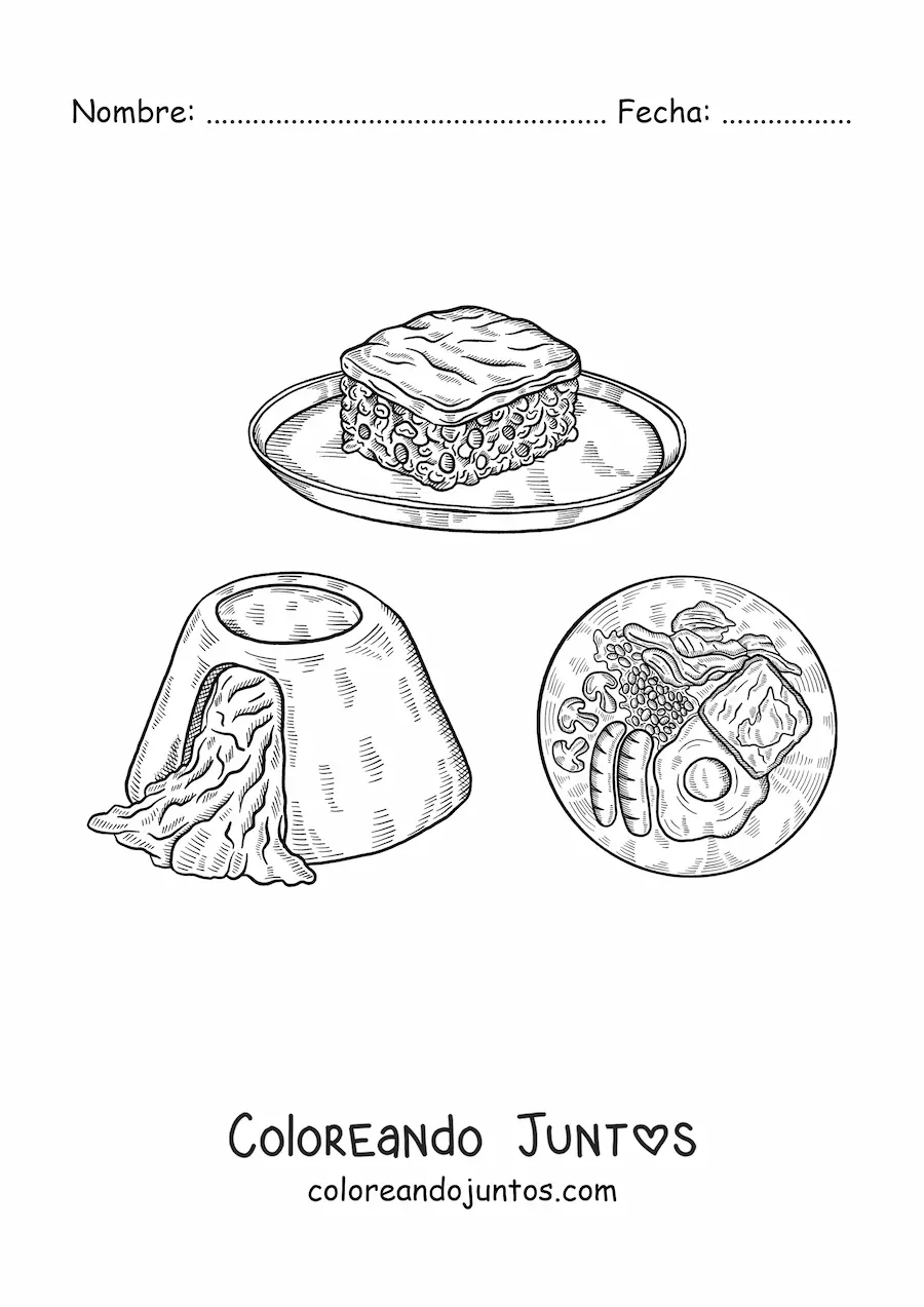 Imagen para colorear de platillos ingleses