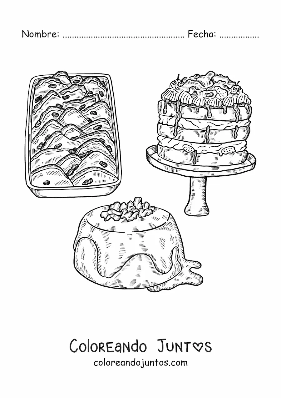 Imagen para colorear de postres tradicionales de la cultura inglesa