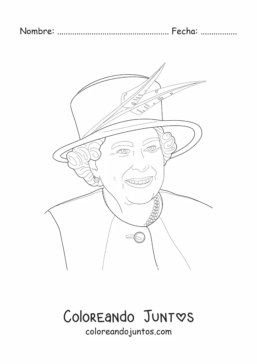Imagen para colorear de reina isabel ii del reino unido