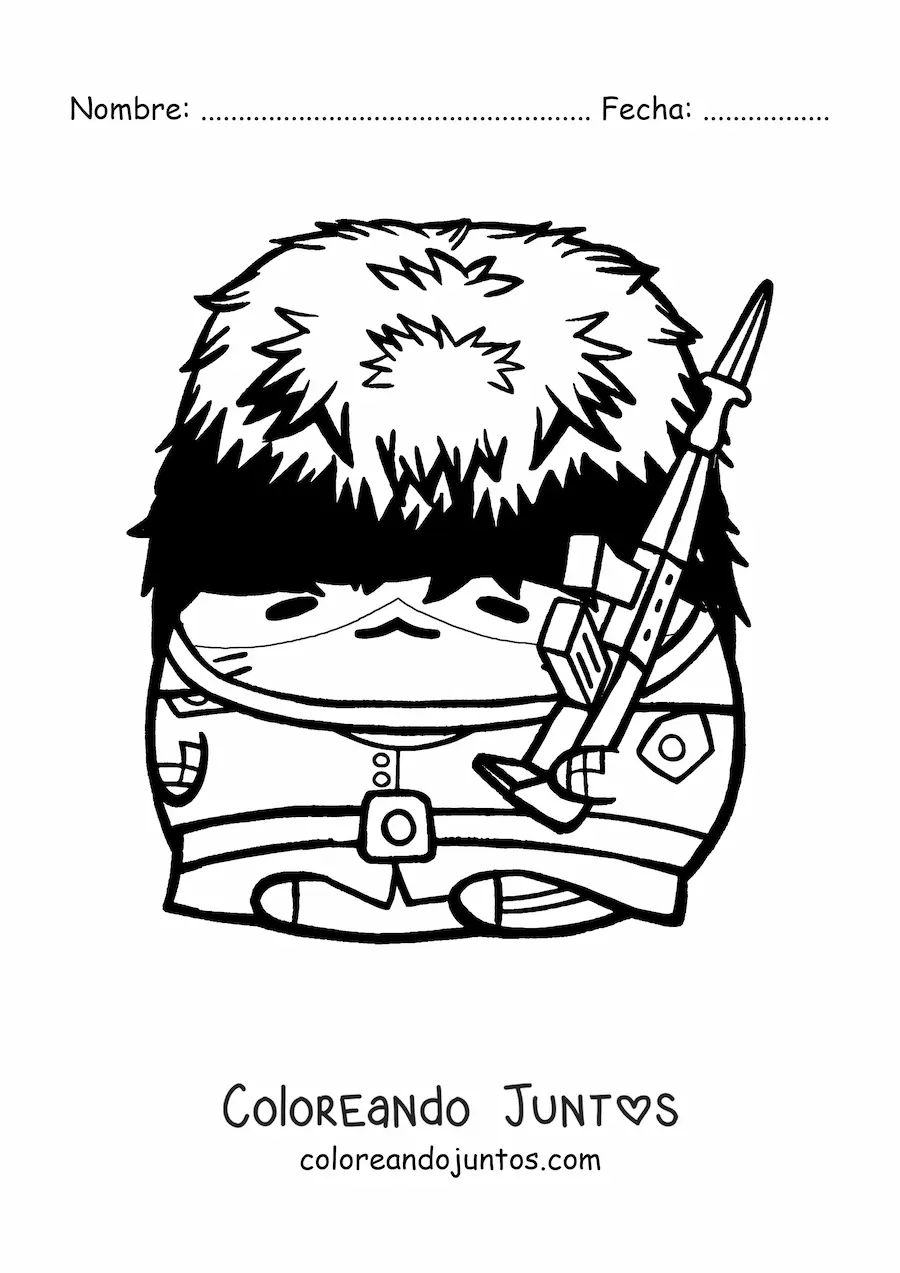 Imagen para colorear de hámster animado vestido de guardia real inglés