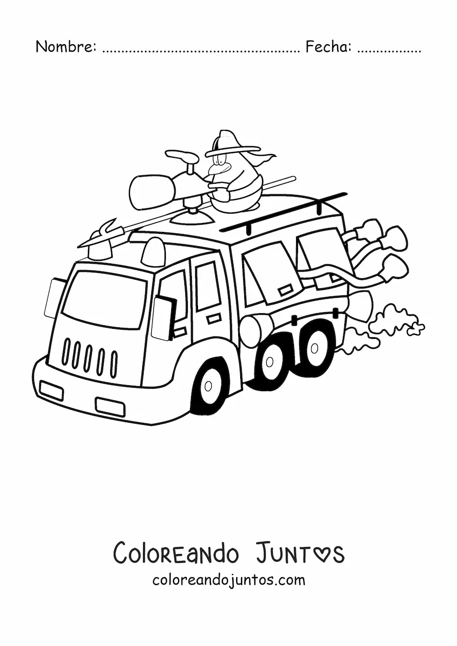 Imagen para colorear de un pingüino bombero animado