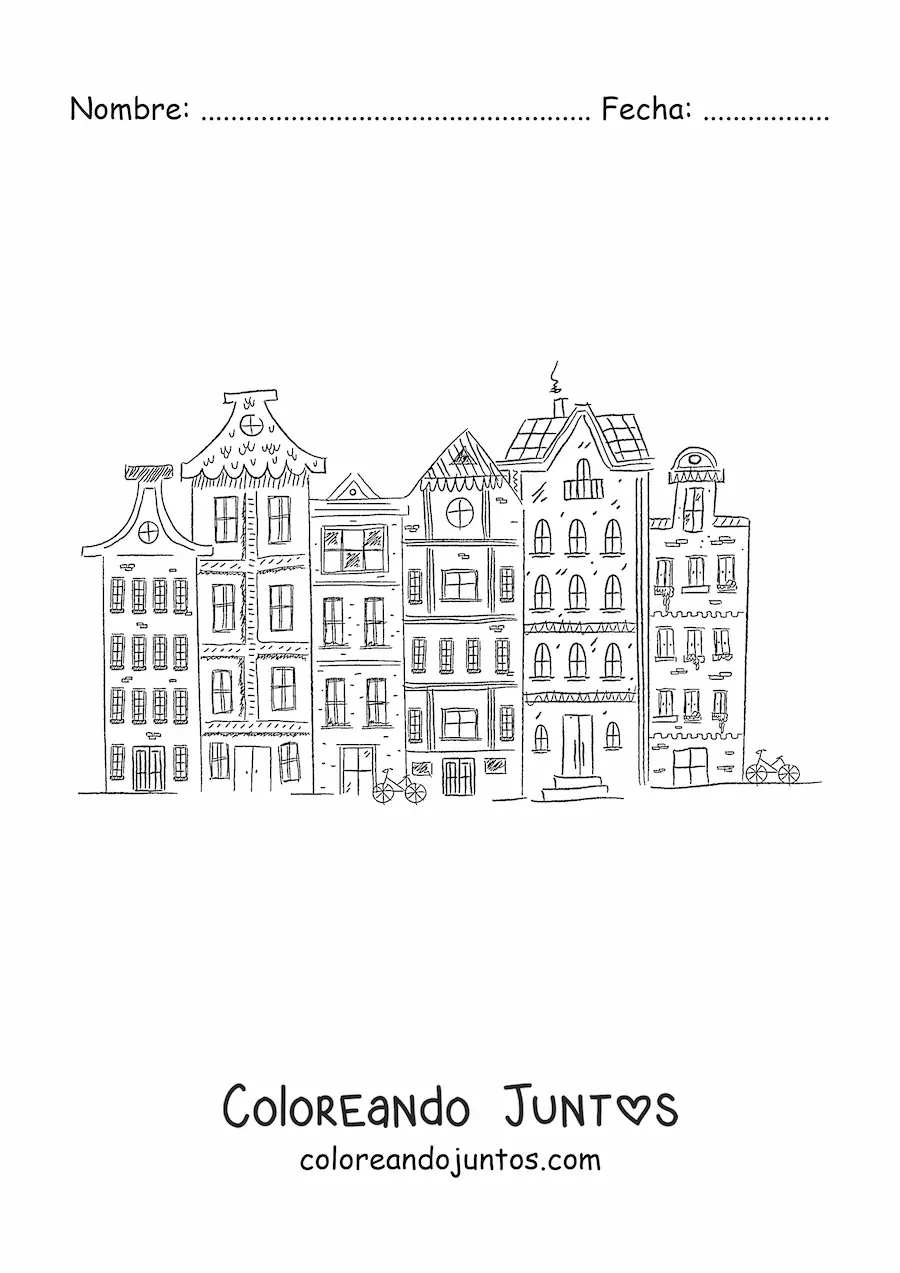 Imagen para colorear de arquitectura de amsterdam