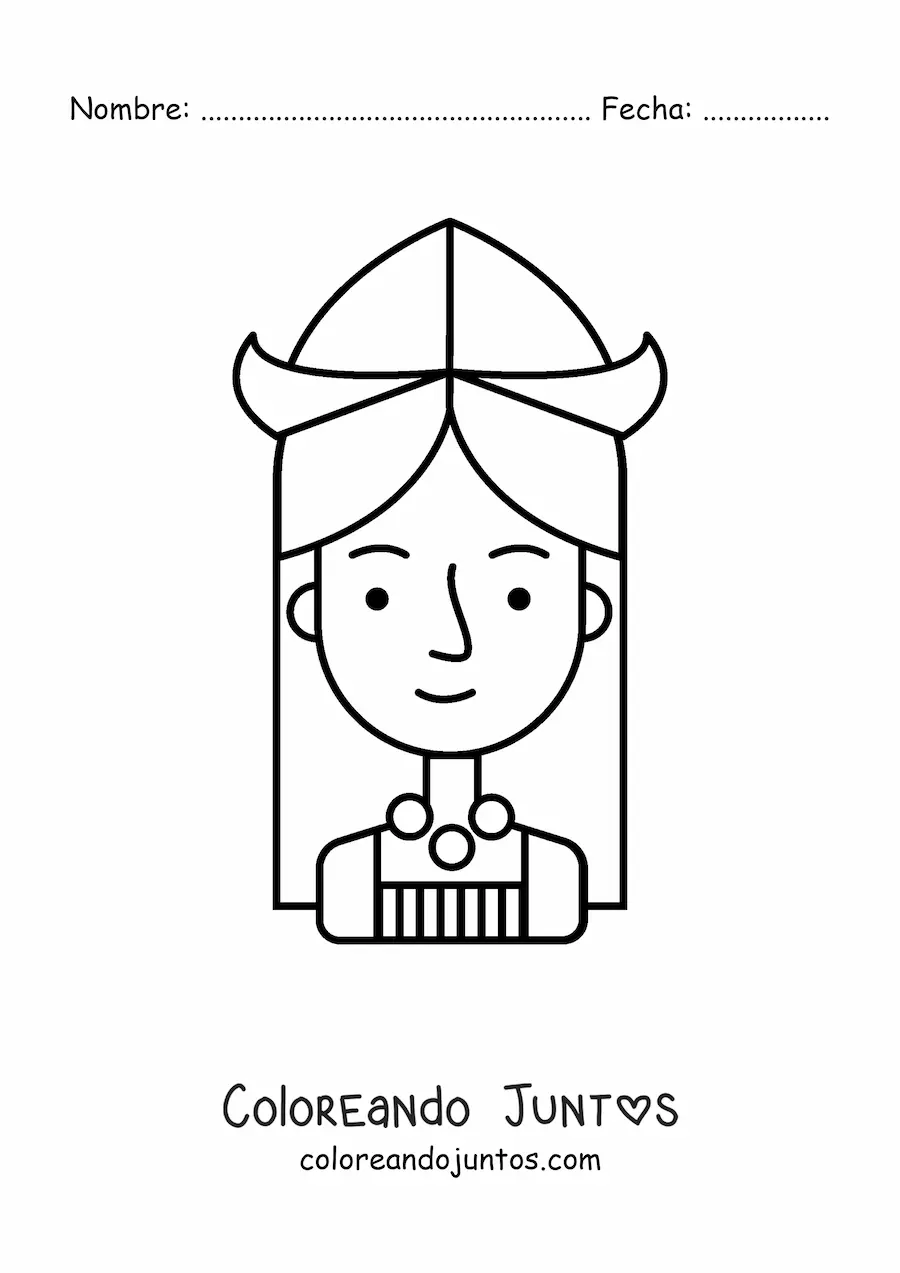 Imagen para colorear de chica holandesa animada fácil