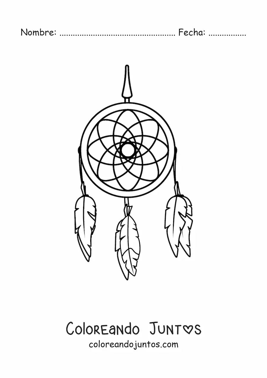 Imagen para colorear de atrapasueños de tribus nativas americanas