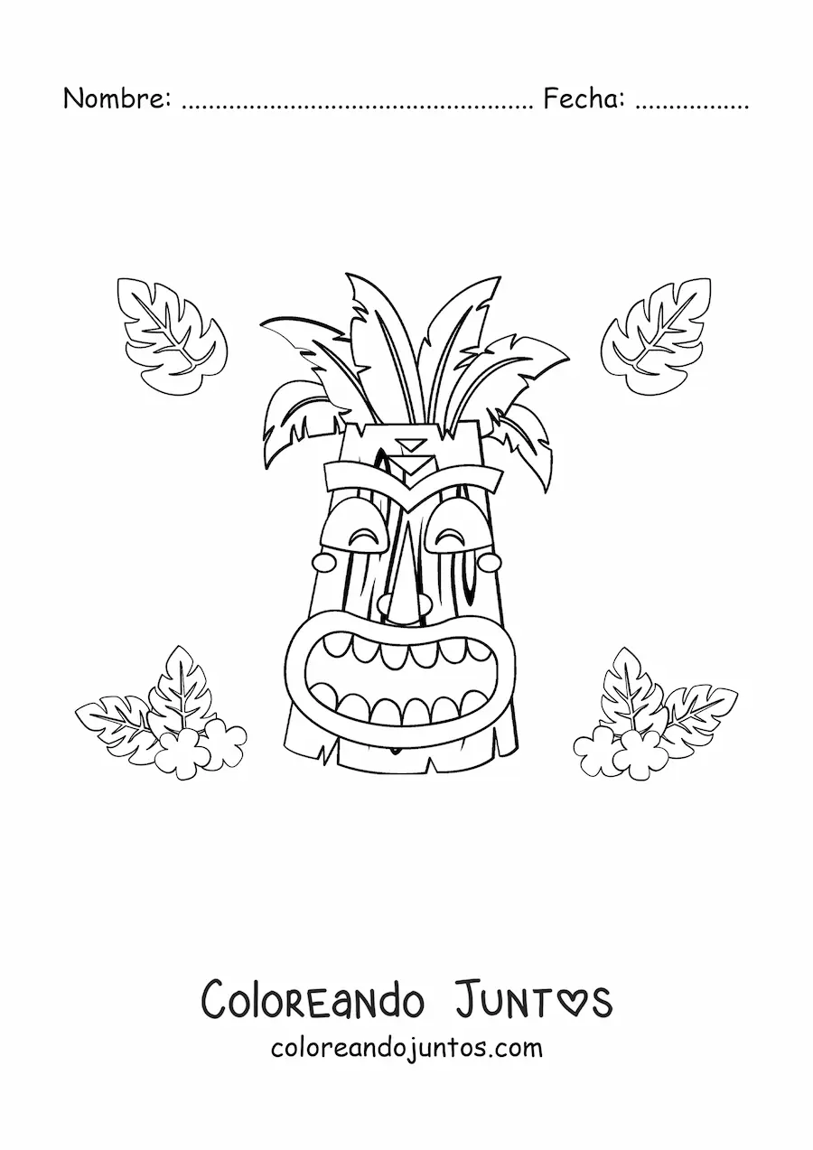 Imagen para colorear de máscara tiki animada
