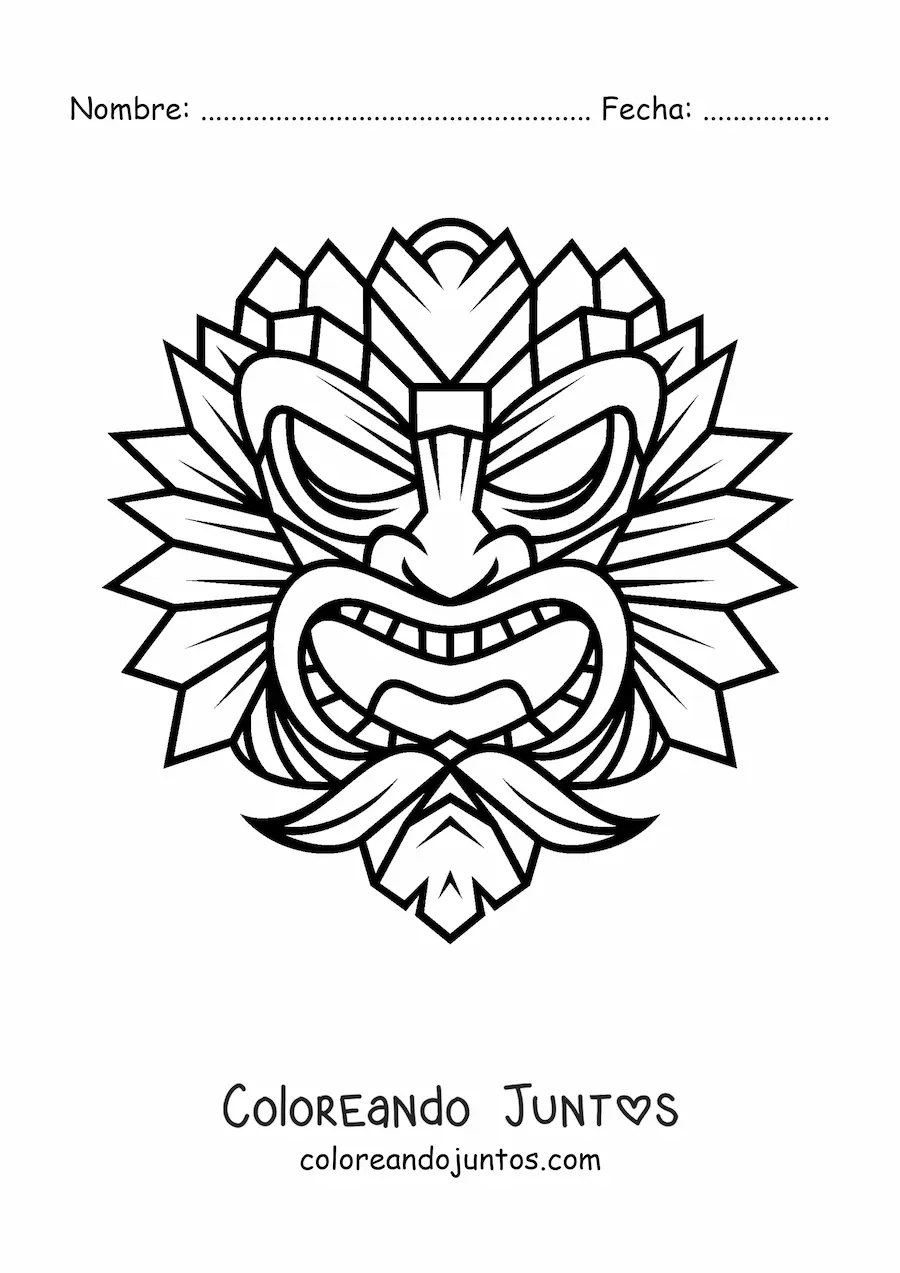 Imagen para colorear de máscara tiki grande