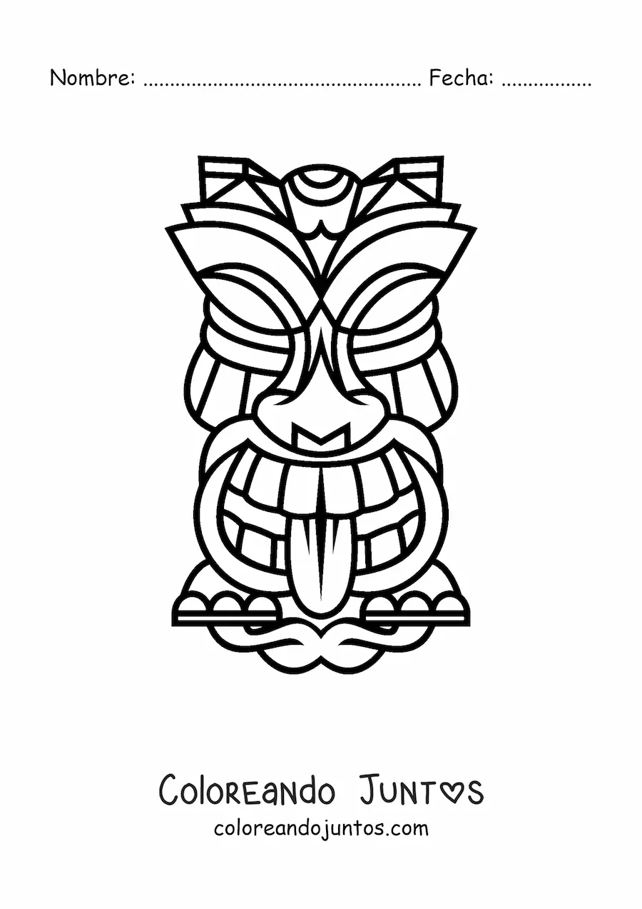 Imagen para colorear de máscara tiki fácil