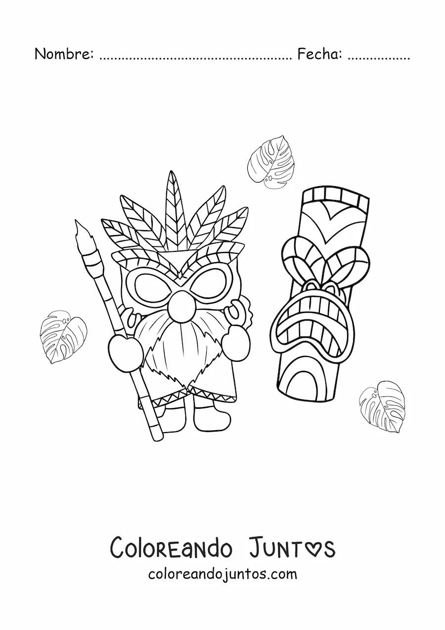 Imagen para colorear de luau hawaiano