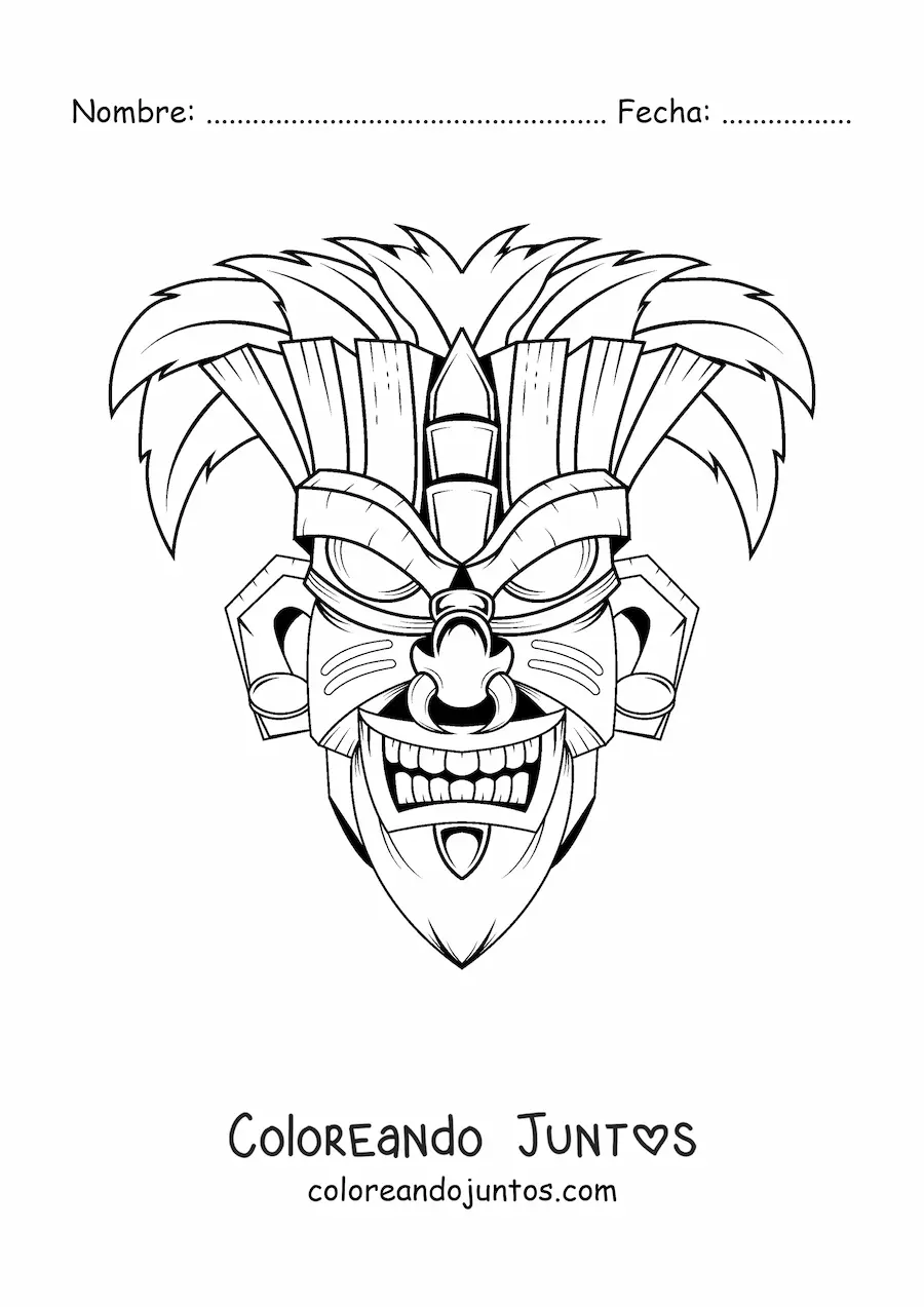 Imagen para colorear de máscara tiki