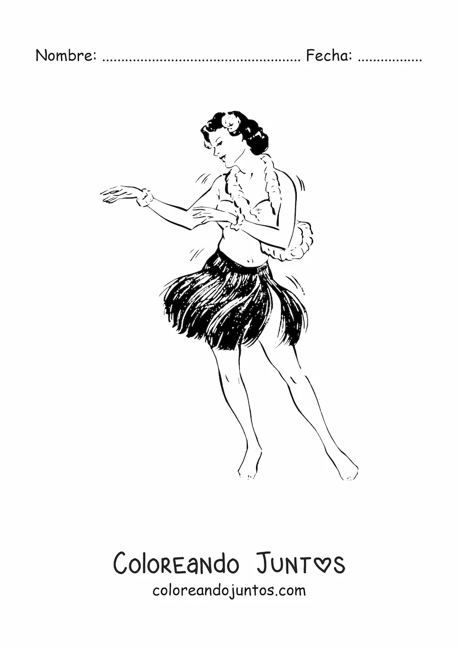 Imagen para colorear de bailarina de hula