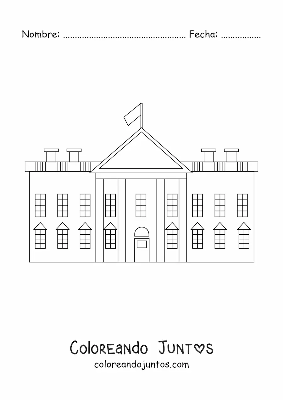 Imagen para colorear de la casa blanca fácil