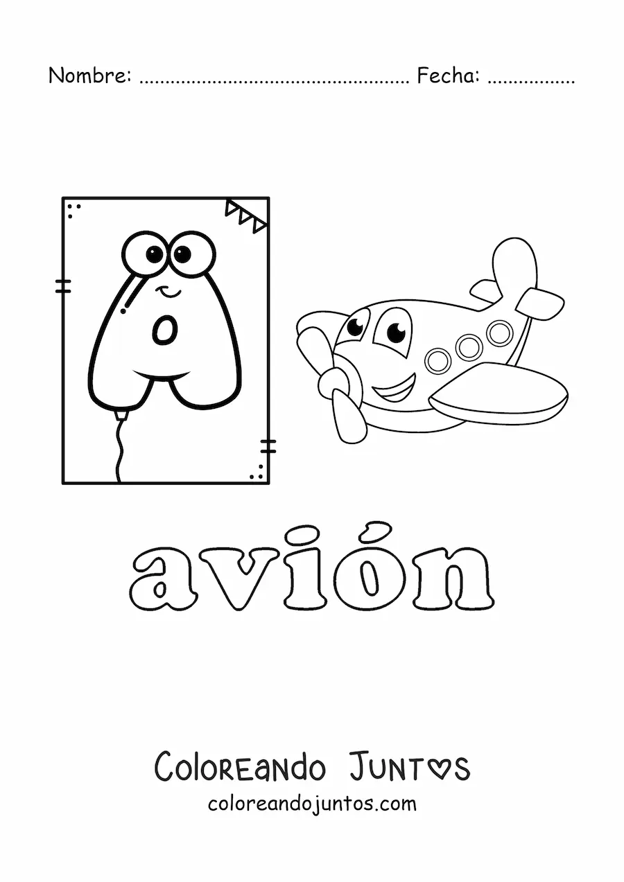 Imagen para colorear de a de avión