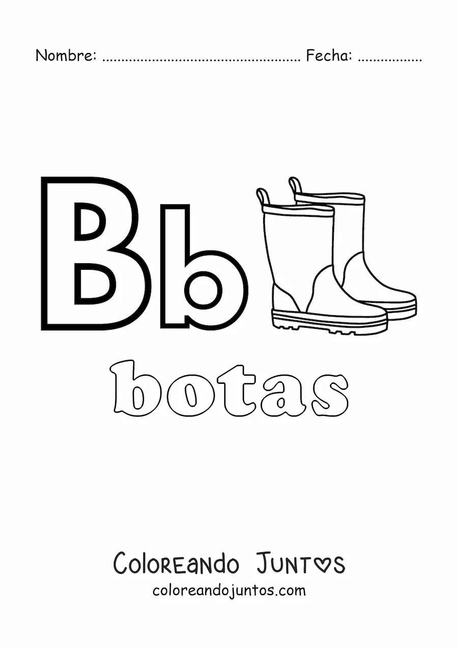 Imagen para colorear de b de botas