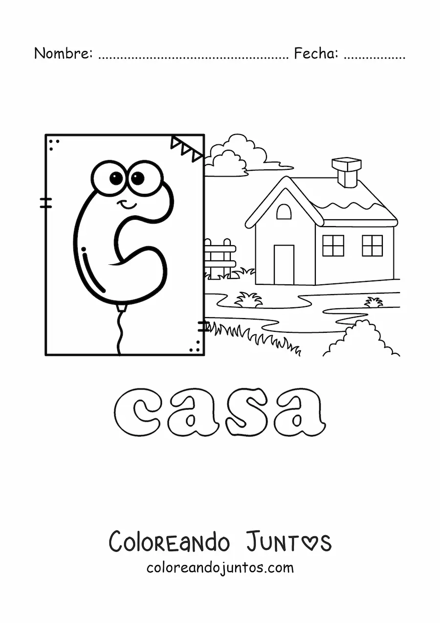 Imagen para colorear de c de casa