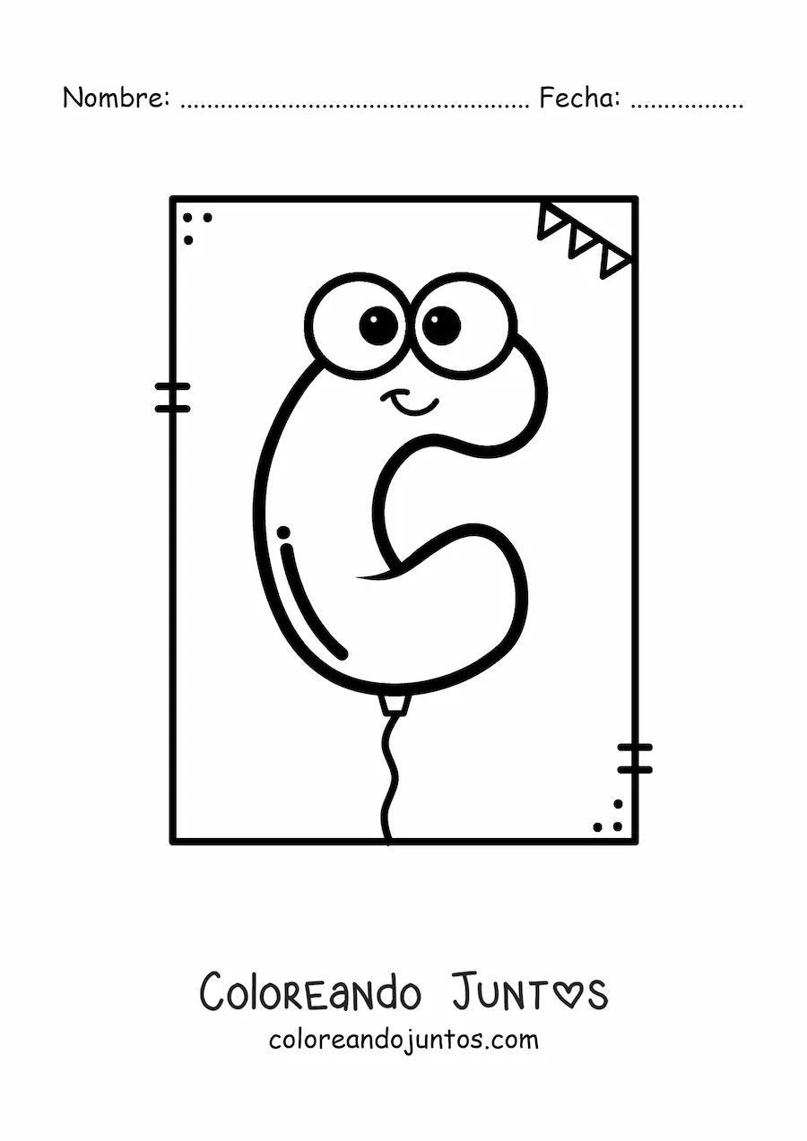 Imagen para colorear de la letra c animada con forma de globo
