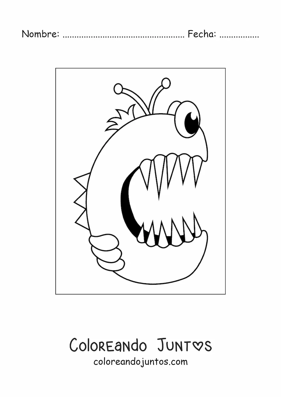 Imagen para colorear de la letra c animada con forma de monstruo