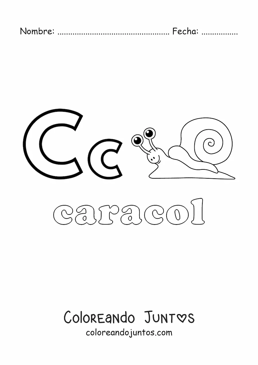 Imagen para colorear de c de caracol