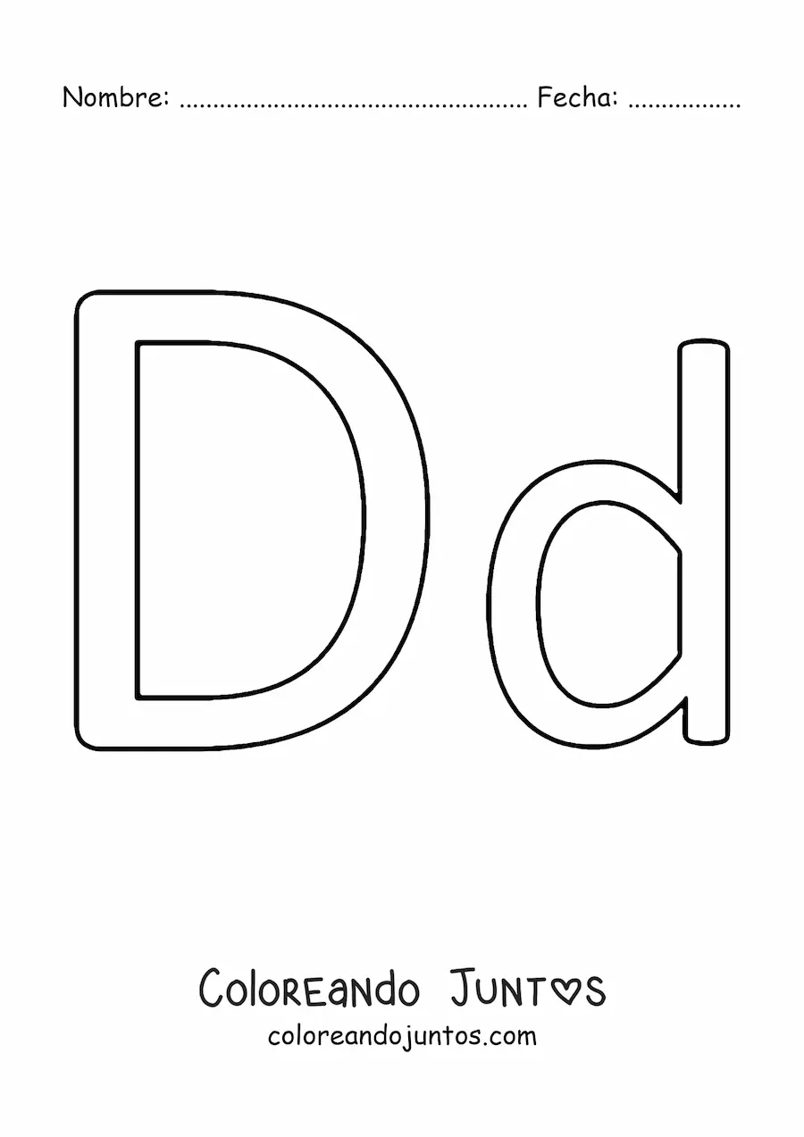 Imagen para colorear de letra d mayúscula y minúscula fácil