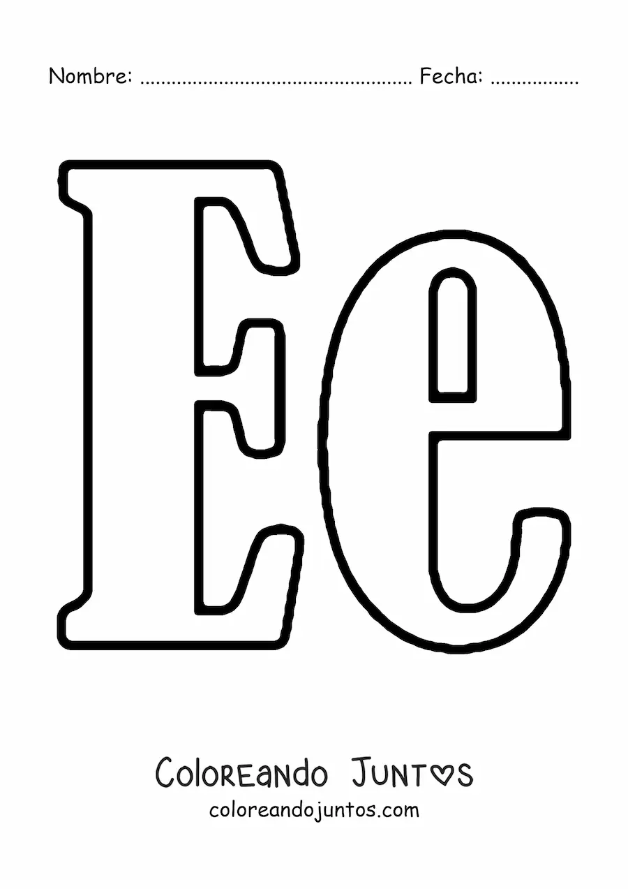 Imagen para colorear de letra e mayúscula y minúscula grande