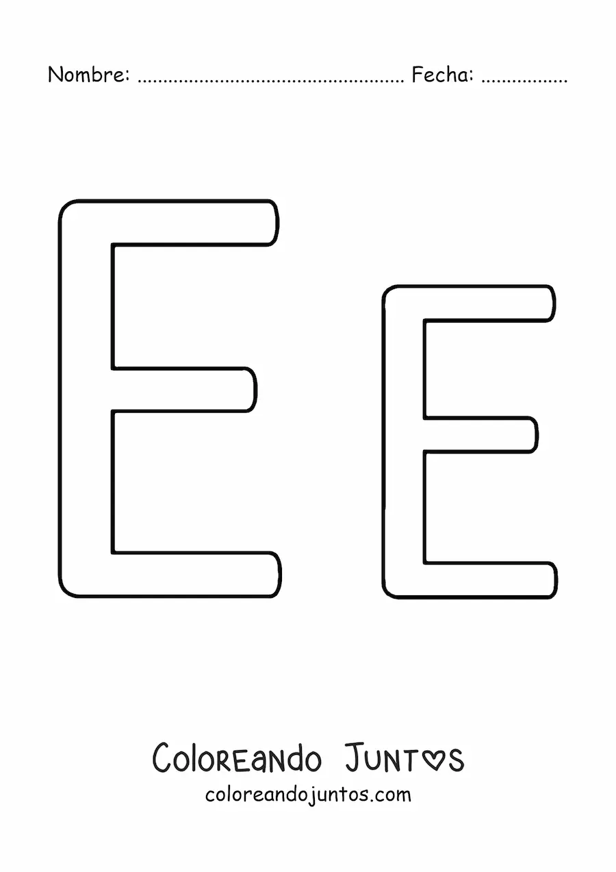 Imagen para colorear de letra e mayúscula y minúscula fácil