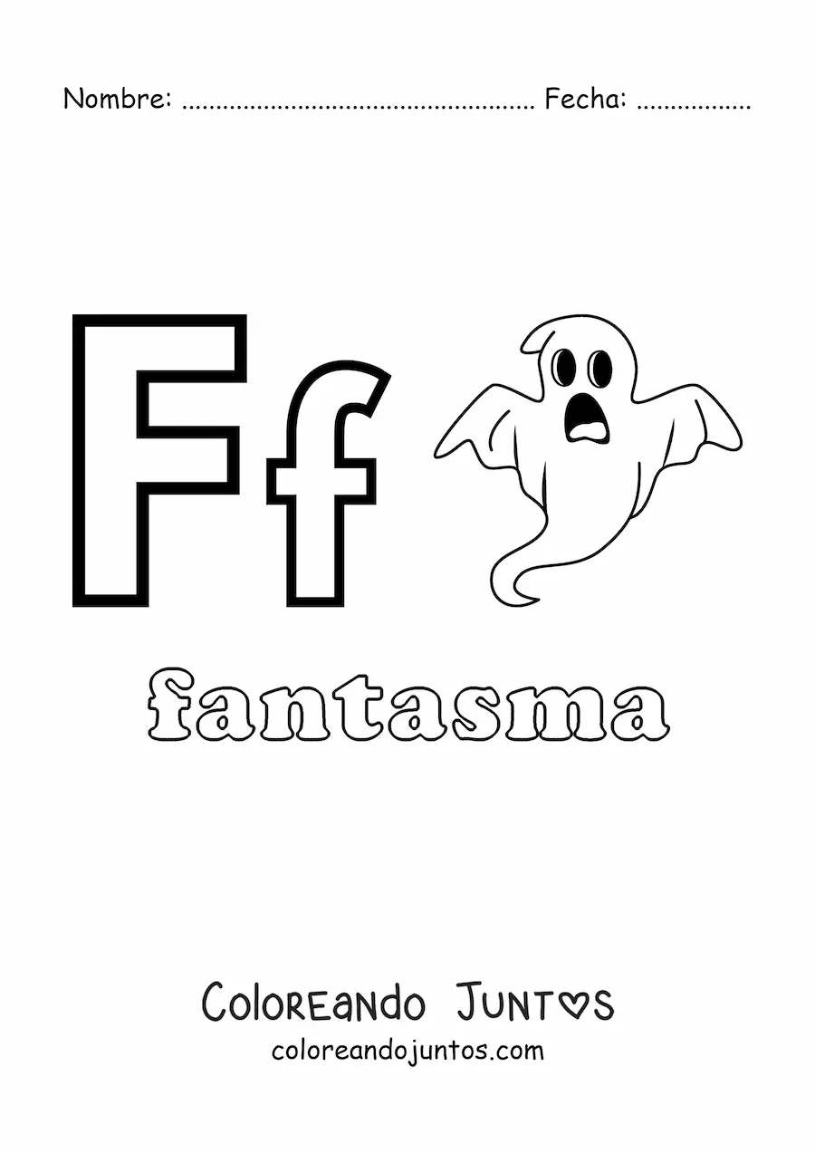 Imagen para colorear de f de fantasma