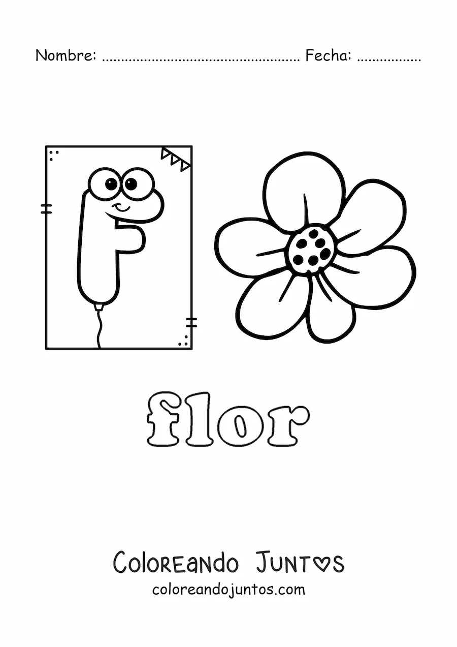 Imagen para colorear de f de flor