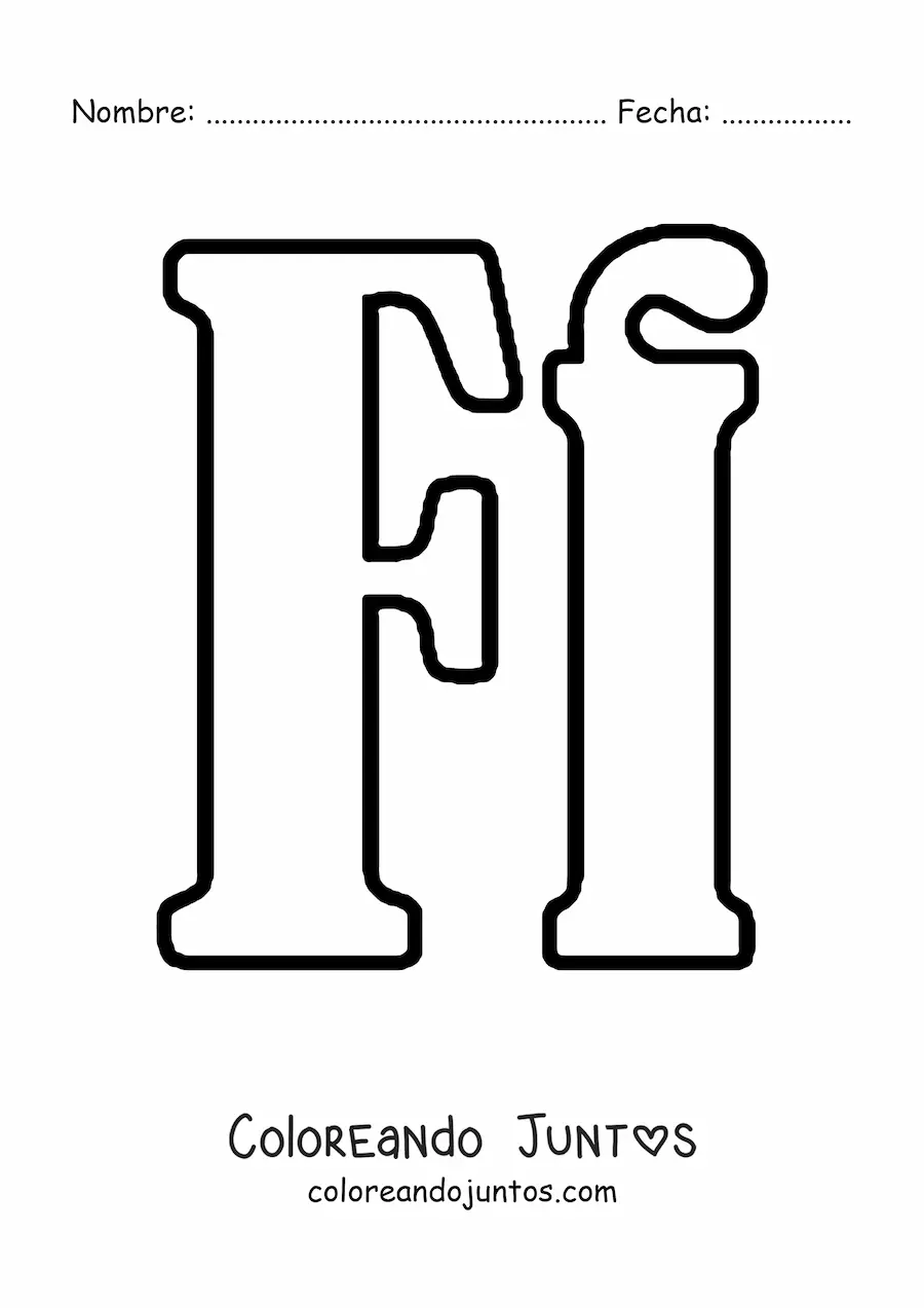 Imagen para colorear de letra f mayúscula y minúscula grande