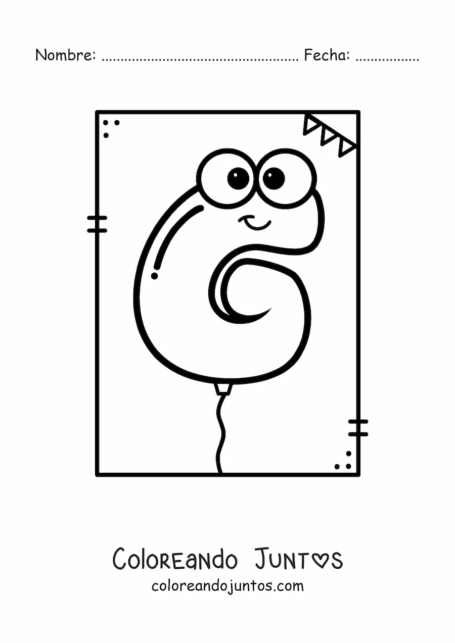 Imagen para colorear de la letra g animada con forma de globo