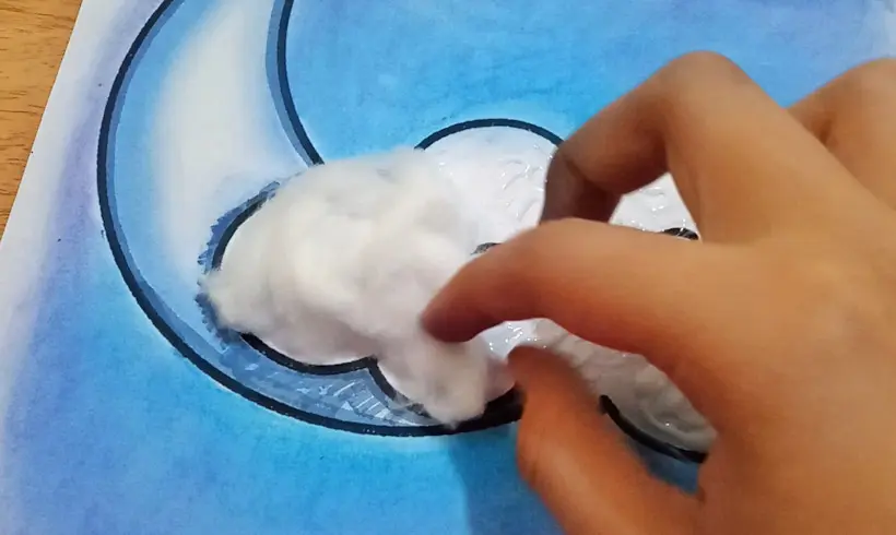 Paso 4 para pintar con algodón