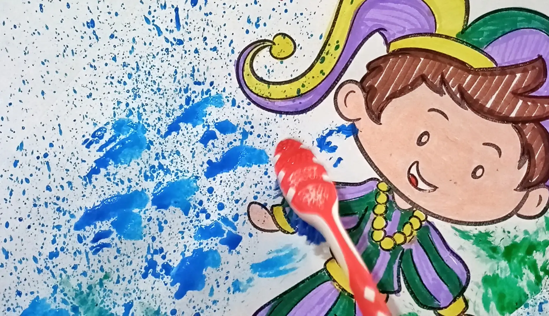 Paso 5 para pintar con cepillo de dientes