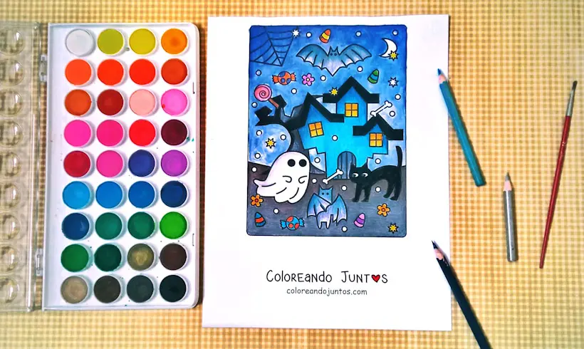 Dibujo de casa encantada coloreada por Coloreando Juntos