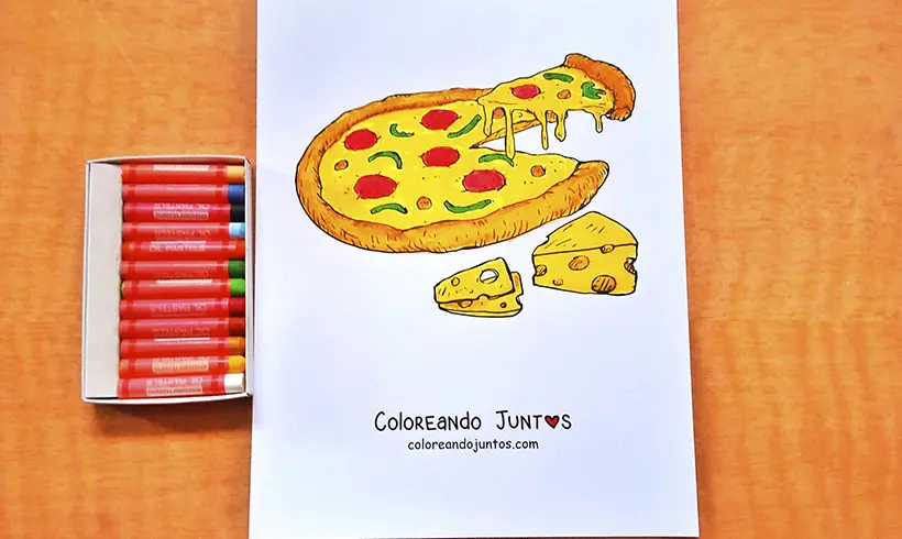 Dibujo de pizza coloreada por Coloreando Juntos
