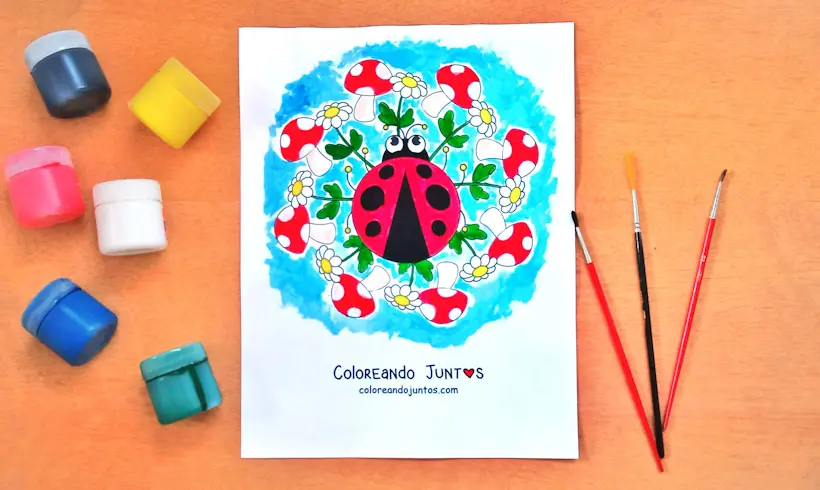 Dibujo de mandala kawaii coloreada por Coloreando Juntos