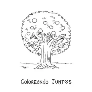 Imagen para colorear de un árbol manzano con manzanas